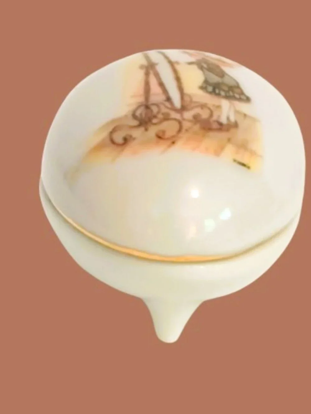 Vtg Porcelain Holly Hobbie Trinket Box Oval 